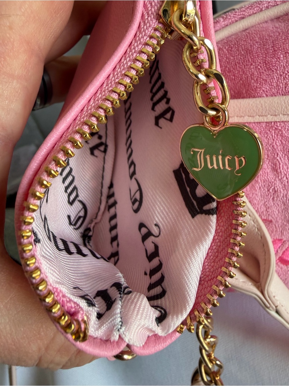 Juicy Couture Pink Strawberry Terry Satchel with Coin Pouch - Picture 9 of 9
